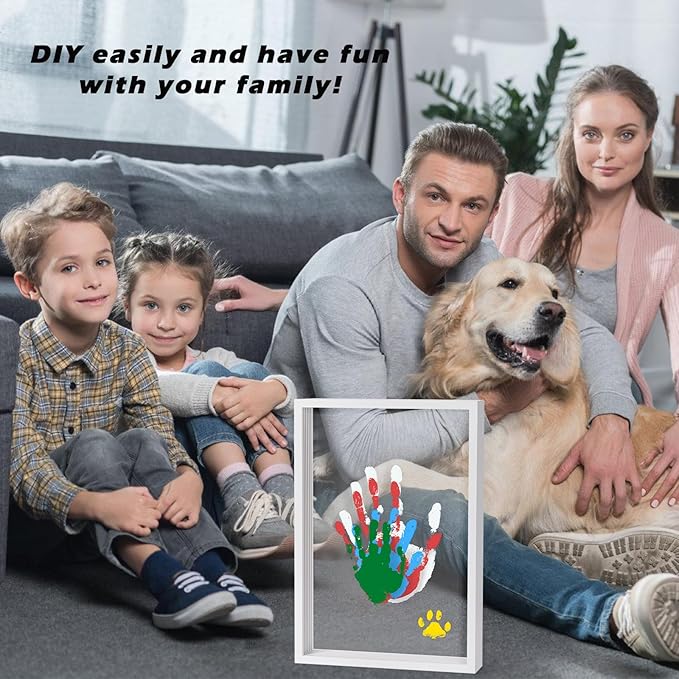 Diytoolsman Family Handprint Kit - DIY Crafts Keepsake White Wooden Frame - Gifts for New Parents, Fun Mom Gift - Includes 5 Non-Toxic Paint Colors