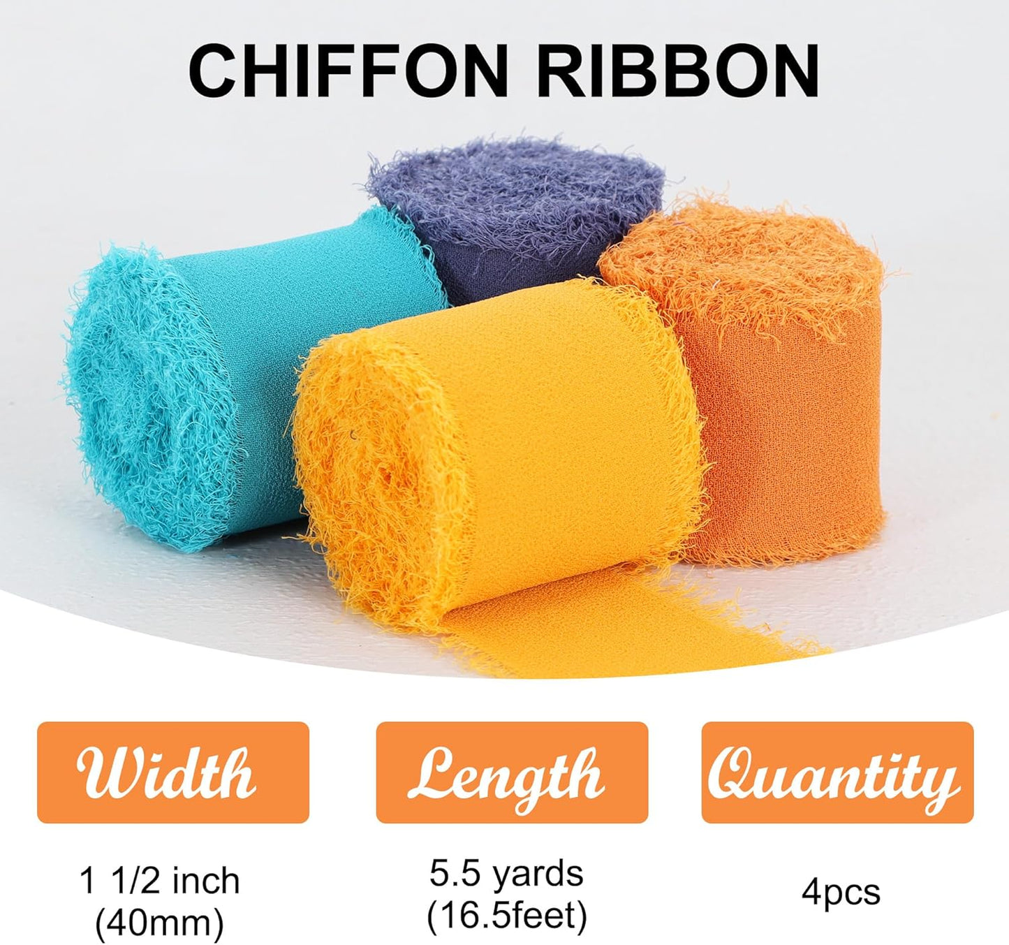 TONIFUL 4 Rolls Blue & Orange Chiffon Ribbon 1 1/2 inch× 5.5 Yards Ribbon Fabric Silk Ribbon for Gift Wrapping Wedding Party Decoration Flower Bouquet Wrapping Bows Making DIY Crafts - Crafty Corner