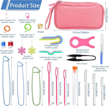 IMZAY Crochet Hooks Set for Beginners, 90Pcs Ergonomic Crochet Kit with Case, Stitch Markers & Blunt Needles, Arthritis-Friendly, Complete Knitting Accessories for Crochet Lovers