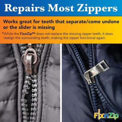 FixnZip (Medium, Black Nickel) - See Size Guide - Universal Zipper Repair Kit for Jackets, Luggage, Bags - Backpack Zipper Replacement Repair Kit - Instant Zipper Fix