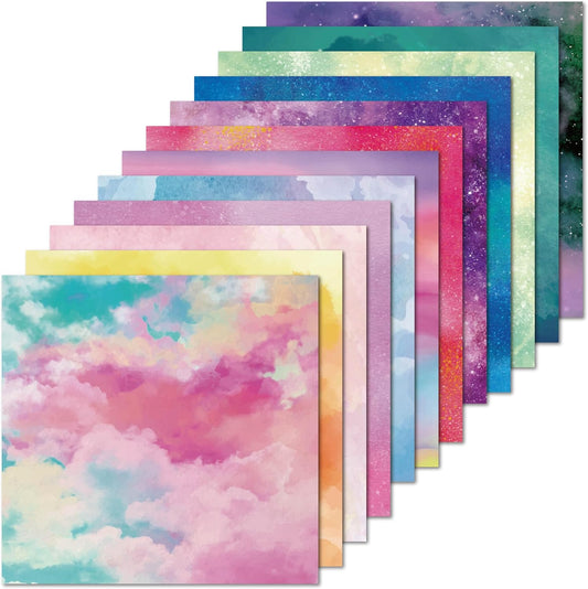 48 sheets 6 X 6 Scrapbooking Cardstock Decorative Paper Pack - Shimmer Watercolor - for Card Making Journaling Planner Origami Scrapbook Paper Scrapbook Materials Supplies - Crafty Corner