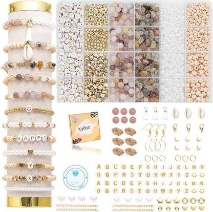 Xylise Jewelry Making Supplies Kit Natural Stone Beads for Irregular Natural Stone with for DIY Craft Bracelet Necklace Earrings for Adults(Light Purple)