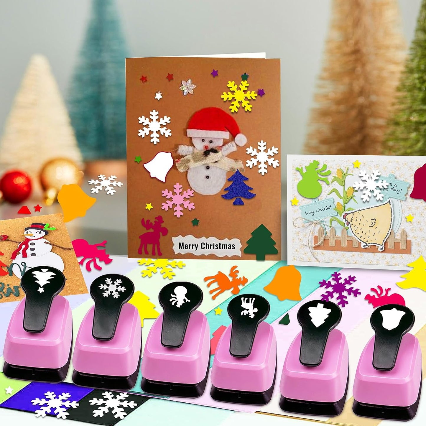 Paper Punch Shape Hole Puncher Craft Punches 1 inch Christmas Punches Scrapbooking Punch Snowflake Punch Deer Punches Bell Puncher for Paper Craft Cardstock Arts DIY Projects - Crafty Corner
