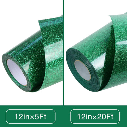 TORC Green Glitter HTV Heat Transfer Vinyl Roll 12 inch x 20 ft Iron on Vinyl for T Shirts Crafts Bulk St. Patrick's Day Decor