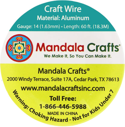 Mandala Crafts 14 Gauge Anodized Aluminum Craft Wire for Jewelry Making - 60 FT Colored Flexible Pink Wire - Bendable for Bonsai Armature Crafting Sculpting - Crafty Corner