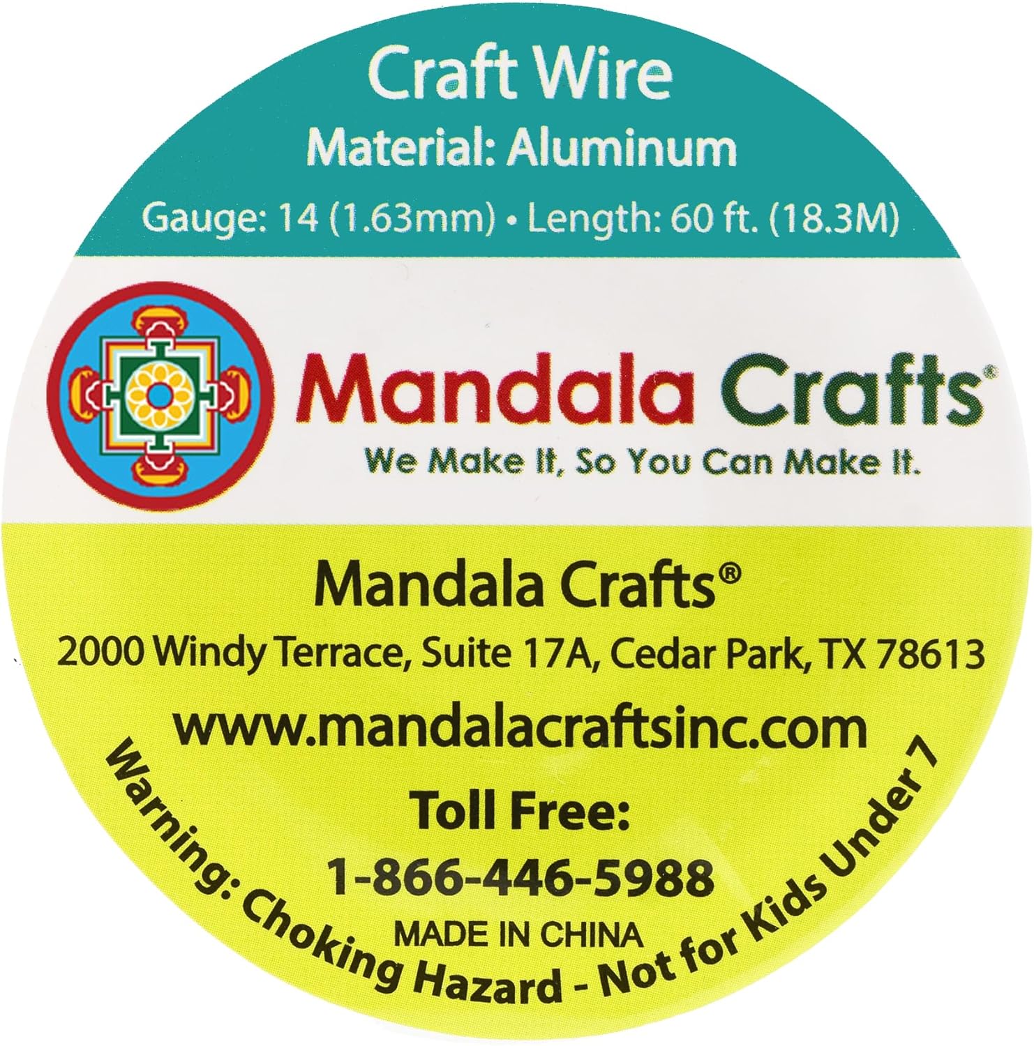 Mandala Crafts 14 Gauge Anodized Aluminum Craft Wire for Jewelry Making - 60 FT Colored Flexible Gold Tone Wire - Bendable for Bonsai Armature Crafting Sculpting - Crafty Corner
