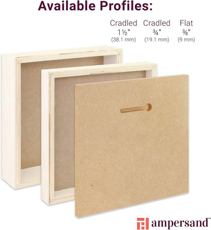 Ampersand Art Supply Wood Gesso Art Painting Panel: Canvas Texture, 3/4 Inch Cradle, 12" x 12"