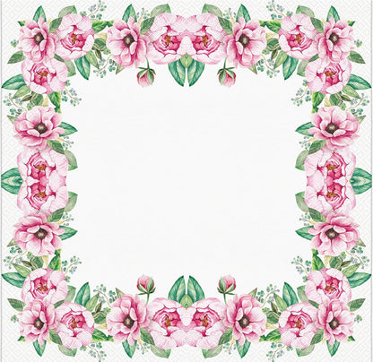 20-ct 13x13 Flowers Paper Luncheon Decoupage Napkins, 3-Ply Servilletas Printed Flower Twigs Round Cocktail Napkin for Art, Dinner and Party, Disposable Napkins Decor