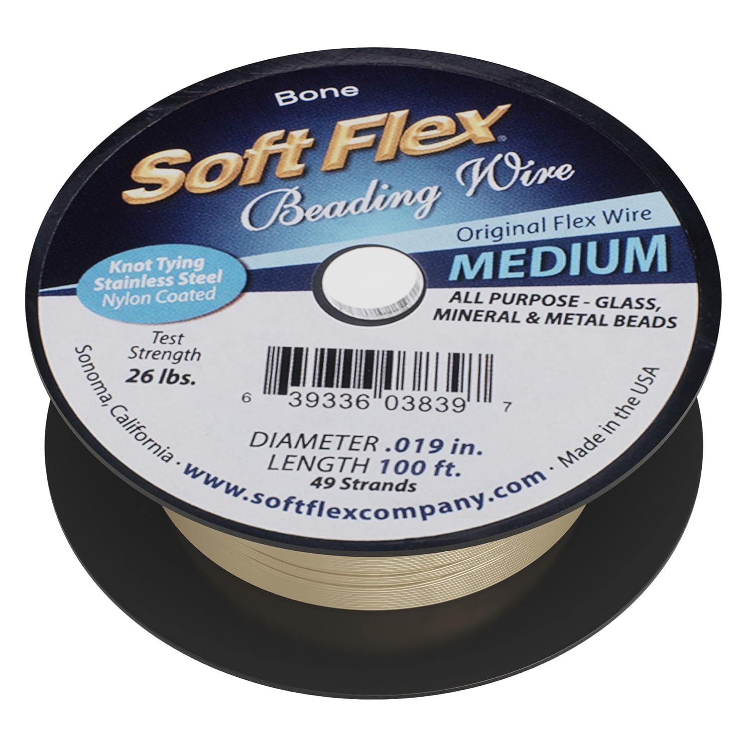 Soft Flex 49 Strand Beading Wire - Medium 0.19 Diameter - 100 Feet Nylon Design Wire - Crafty Corner