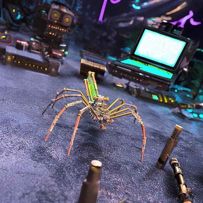 Metal Insect Spider Model Bug Sculpture Steampunk Mechanical 3D Puzzle Kits Craft Projects Hobby Kit Metal Building,Birthday Gifts, Ideas(Mechanical Spider A)