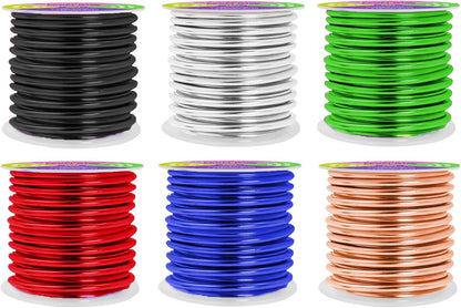 Mandala Crafts 8 Gauge Anodized Aluminum Craft Wire for Jewelry Making - 120 FT Colored Flexible Silver Copper True Blue Black Red Kelly Green Wire - Bendable for Bonsai Armature Crafting Sculpting - Crafty Corner
