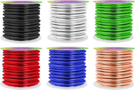 Mandala Crafts 8 Gauge Anodized Aluminum Craft Wire for Jewelry Making - 120 FT Colored Flexible Silver Copper True Blue Black Red Kelly Green Wire - Bendable for Bonsai Armature Crafting Sculpting - Crafty Corner