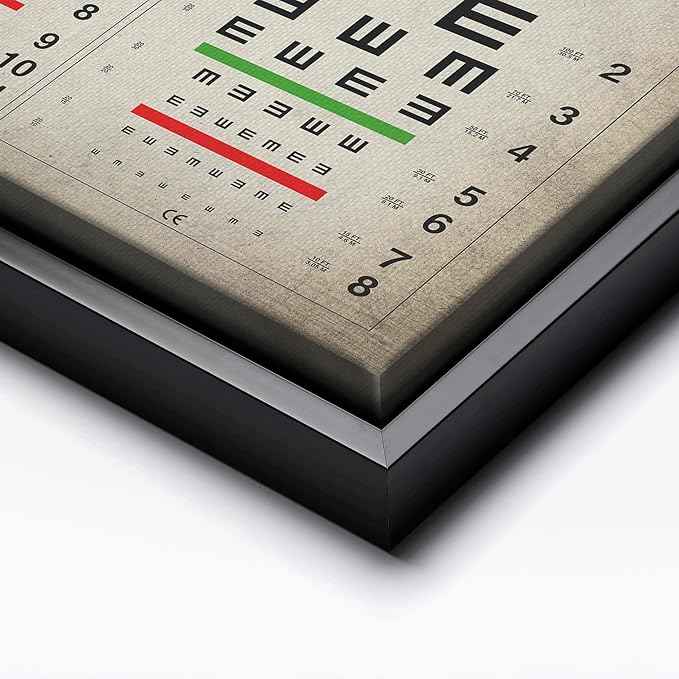 Poster Master Vintage Eye Chart Canvas - Retro Vision Test Print - Medical Art - Gift for Men, Women & Doctor - Optical Wall Decor for Office, Hospital or Clinic - 12x16 Black Framed Canvas