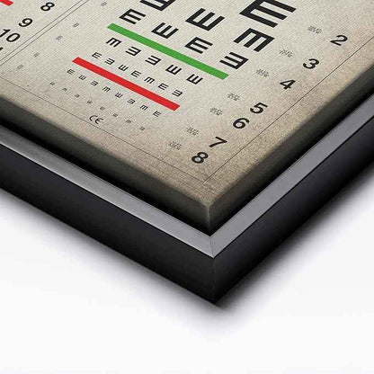 Poster Master Vintage Eye Chart Canvas - Retro Vision Test Print - Medical Art - Gift for Men, Women & Doctor - Optical Wall Decor for Office, Hospital or Clinic - 8x10 Black Framed Canvas