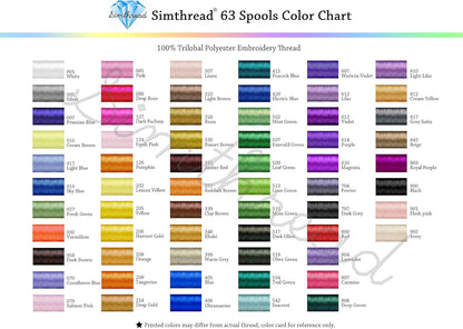 Simthread 63 Colors Polyester Compatible with Brother Embroidery Machine Thread Kit 40 Weight Compatible with Brother Babylock Janome Singer Pfaff Husqvarna Bernina Embroidery Sewing Machines 550Y