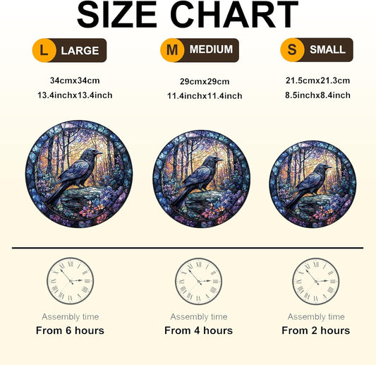 Wooden Puzzles for Adults, Wooden Jigsaw Puzzles, Exquisite Raven Puzzle, Gifts for Family or Friends for Any Holiday.（11.4 * 11.4 in 200pcs）