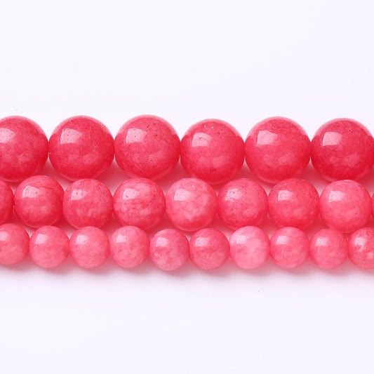 32PCS 12MM Natural Red Rhodonite Jade Stone Beads Round Loose Stone Beads for Jewelry Making DIY Energy Stone Healing Power Bracelet 15"