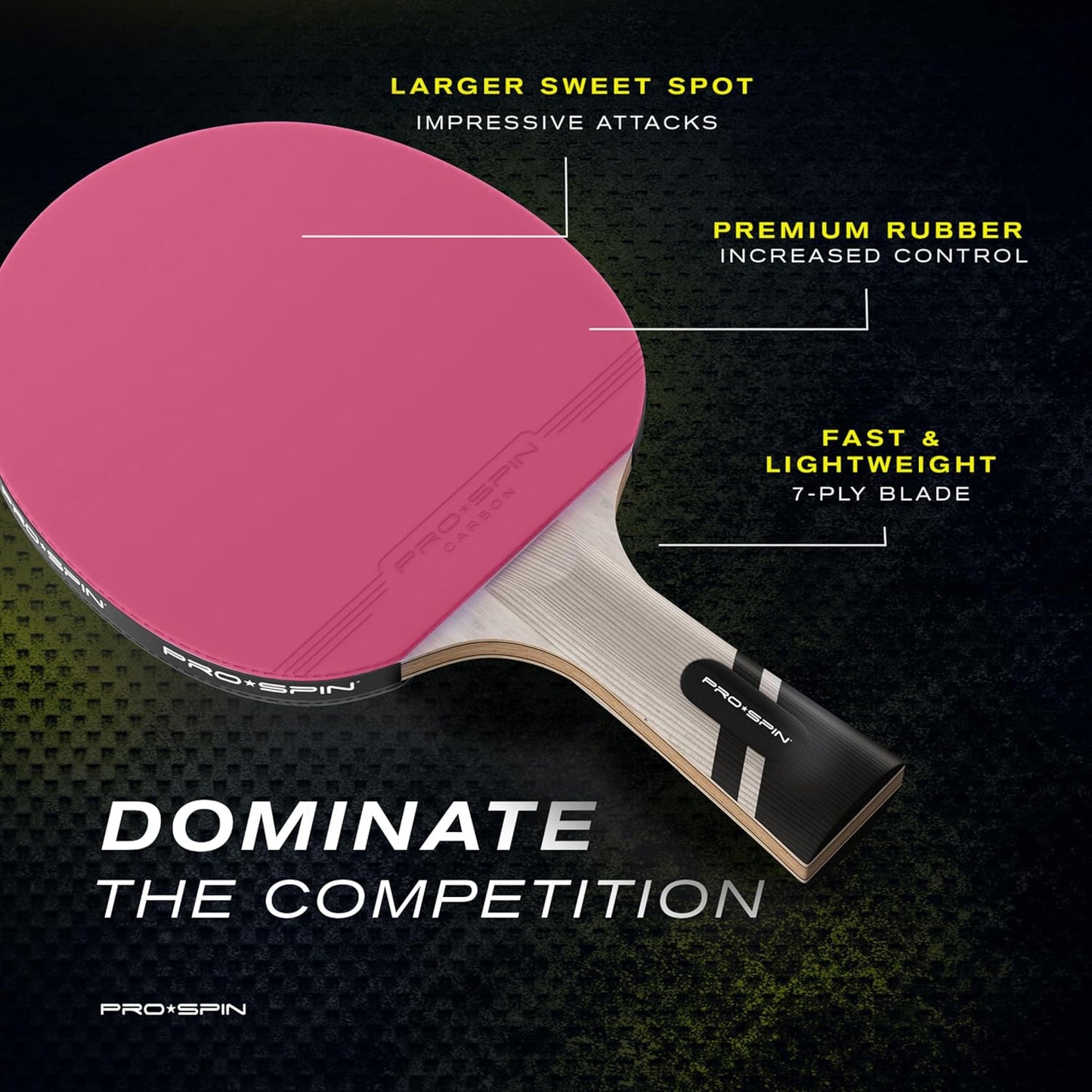 PRO SPIN Ping Pong Paddles - Professional Level Table Tennis Rackets with Carbon Fiber for Superior Control | 7-Ply Blade, Premium Rubber, 2.0mm Sponge | Includes Protector Case
