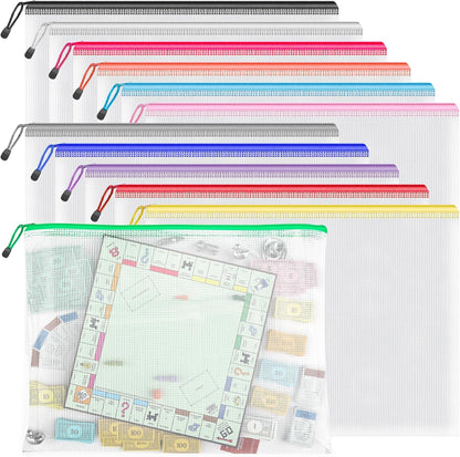 Umriox Zipper Pouch, 16.9x12.4 in (12 Colors, 12 Packs), Extra Large Zipper Bags, Waterproof Zipper Pouches for Office Supplies, Puzzles, Board Game Storage & Cross Stitch Projects