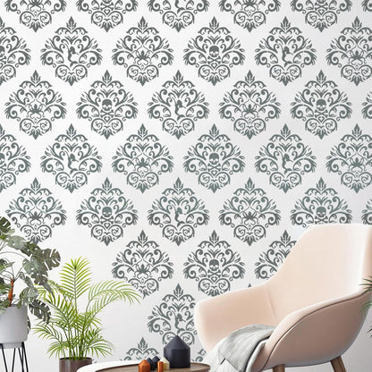 Damask Stencils for Walls 12inch Damask Stencil Large Texture Stencils Mixed Medium Layering Templates for Painting on Wood Furniture Canvas Paper Fabric