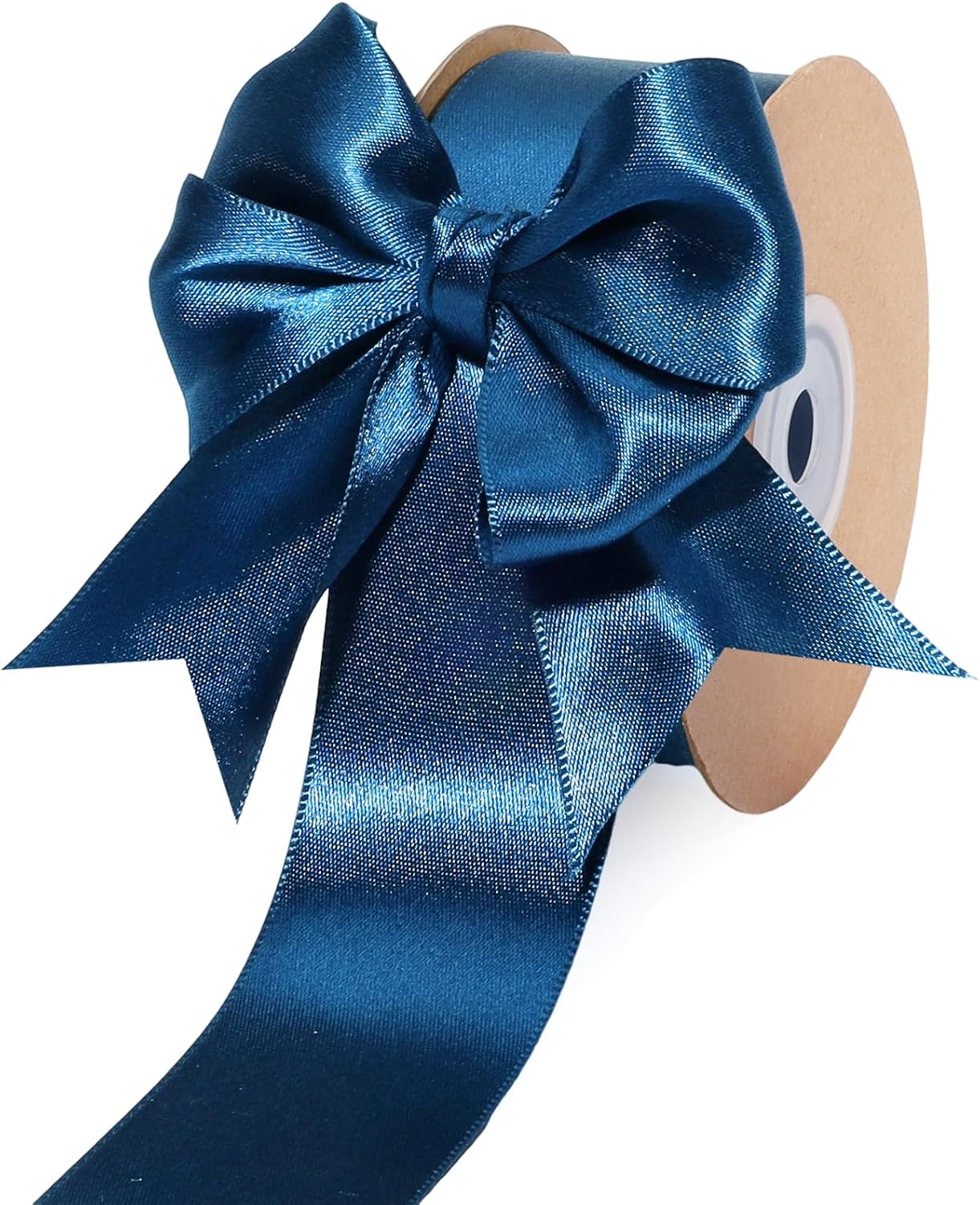 LaRibbons Navy Satin Ribbon 1 1/2 Inch 50 Yards Luxury Double Faced Blue Silk Ribbon for Flower Bouquet Crafts Gift Wrapping Wedding Bow Decoration - Crafty Corner