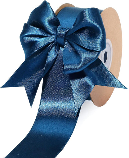 LaRibbons Navy Satin Ribbon 1 1/2 Inch 50 Yards Luxury Double Faced Blue Silk Ribbon for Flower Bouquet Crafts Gift Wrapping Wedding Bow Decoration - Crafty Corner
