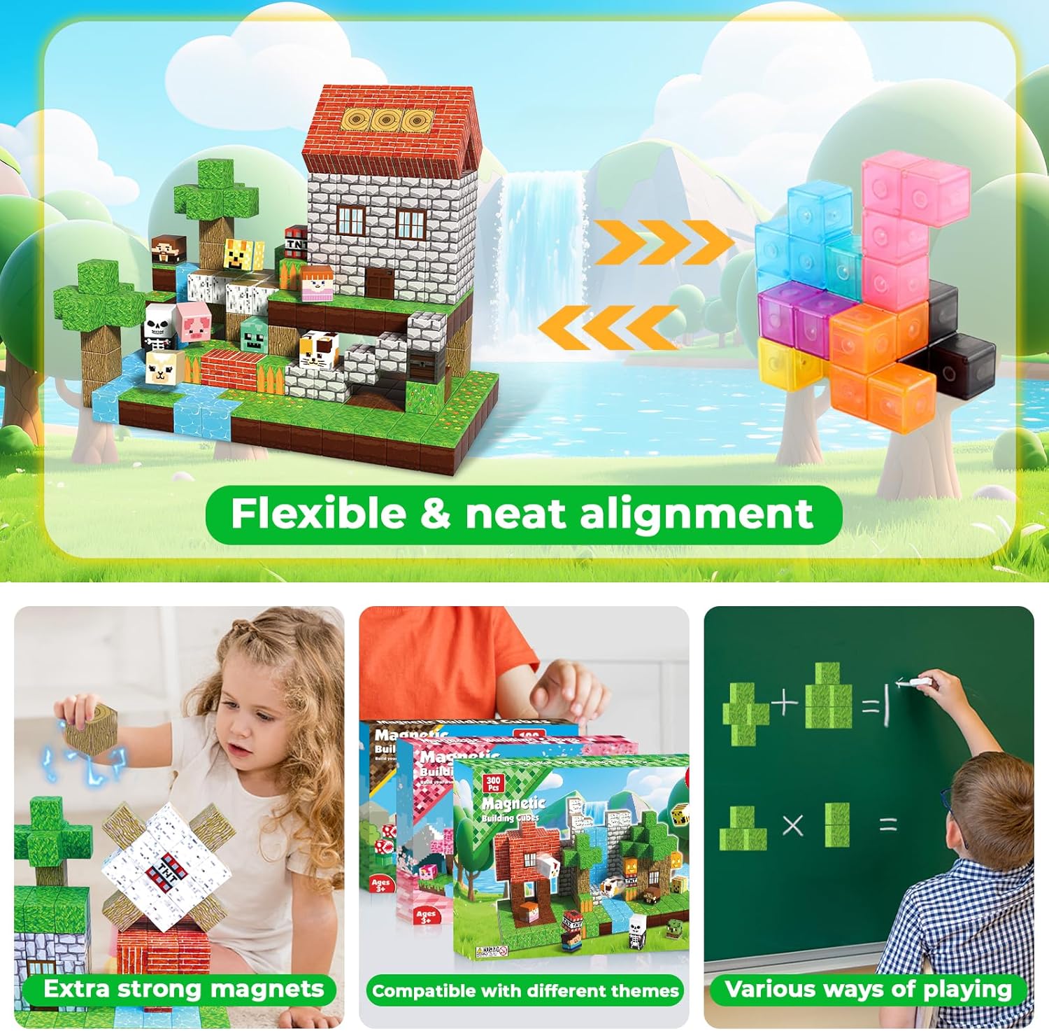 300 PCS Magnetic Blocks - Magnetic Building Blocks Cubes, Magnet Toys for Kids Age 3+, Toy Building Set for Kids, Magnets Stacking Construction Birthday Gifts for Boys Girls Age 4-8, 8-12 - Crafty Corner