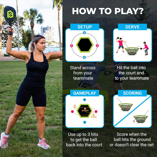 PaddleSmash - Pickleball Yard Game As Seen on Shark Tank - Beach, Backyard, Tailgate & Lawn, Outdoor Activities for Adults and Family - Easy Assembly