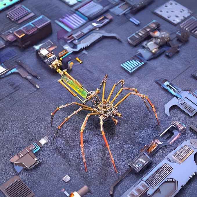 Metal Insect Spider Model Bug Sculpture Steampunk Mechanical 3D Puzzle Kits Craft Projects Hobby Kit Metal Building,Birthday Gifts, Ideas(Mechanical Spider A)