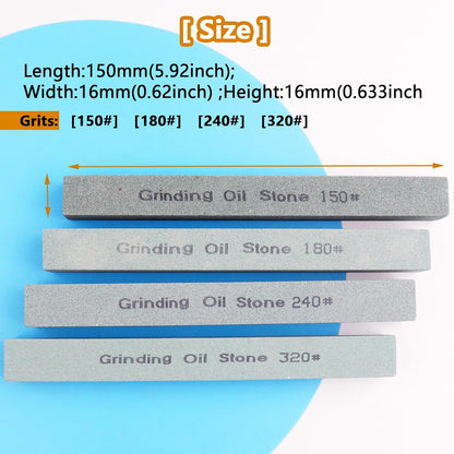 4Pcs Square Sharpening Stone Set -Grits 150#, 180#, 240#, 320# Green Silicon Carbide Honing Whetstone Kit for Moldels, Metal & Knife Cutting Tools (150 * 16 * 16mm)