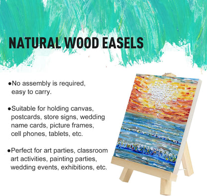 Kinlink 9 Inch Tall Wood Easels for Display Set of 12, Display Easel Tabletop, Painting Easel Stand for Artist Students