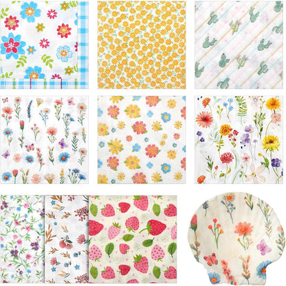 Crtiin 36 Pack 9 Styles Decoupage Napkins Assorted Floral Decorative Decoupage Napkins Chinoiserie Cocktail Paper for DIY Crafting Birthday Party, Each Unfolded 13 Inch (Little Colorful Floral)