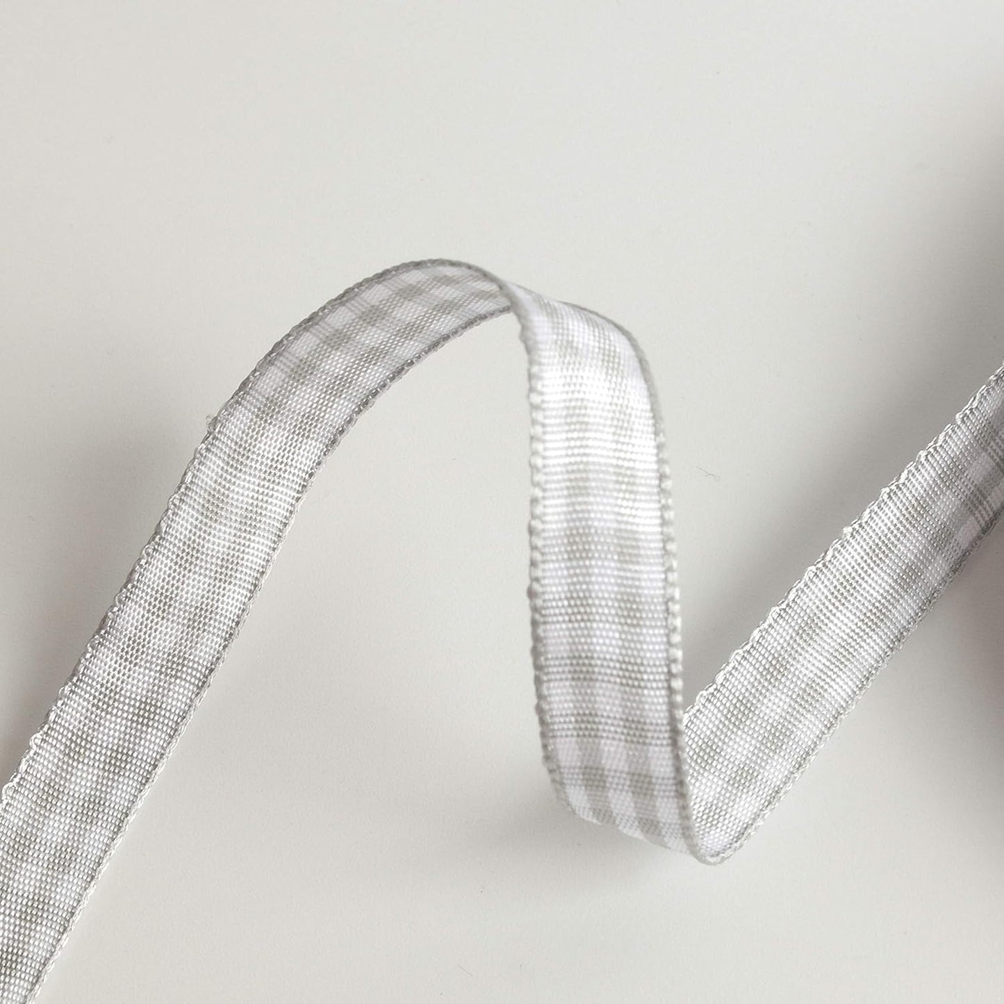 Gray Gingham Plaid Checked Ribbon 25 Yards Each Roll 100% Polyester (3/8",Gray) - Crafty Corner