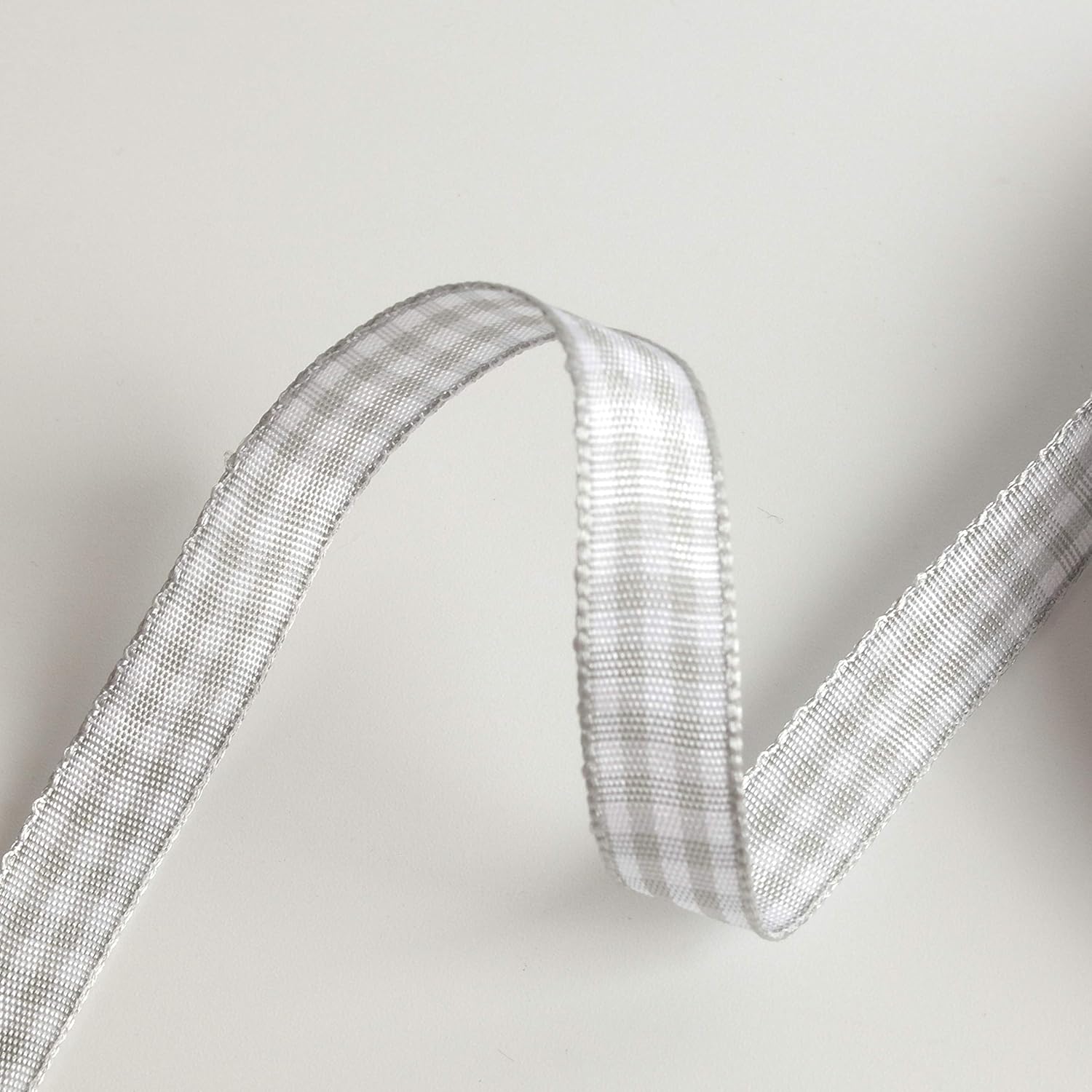Gray Gingham Plaid Checked Ribbon 25 Yards Each Roll 100% Polyester (3/8",Gray) - Crafty Corner