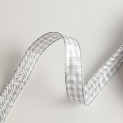 Gray Gingham Plaid Checked Ribbon 25 Yards Each Roll 100% Polyester (3/8",Gray) - Crafty Corner