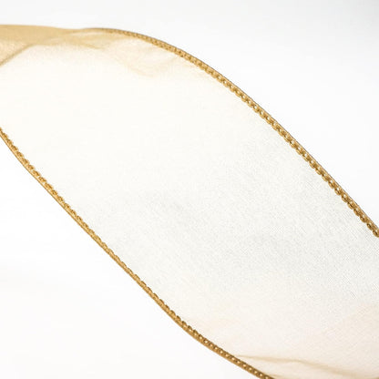 CT CRAFT LLC Sheer Organza Wired Ribbon 2.5" x 50Yards Tan (Gold) for Wedding Chair Bow Flora Bouquet Gift Wrapping Christmas Tree Home Decor Wreath - Crafty Corner