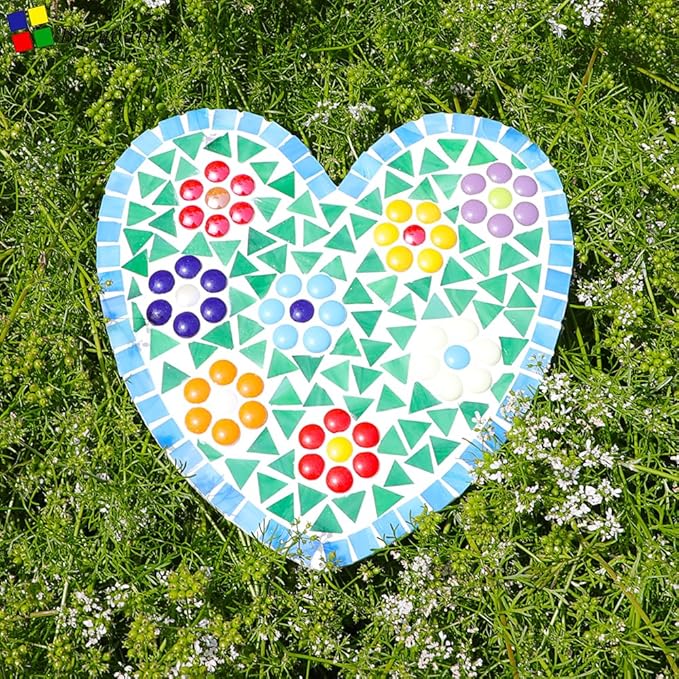 12mm Round Mosaic Tiles for Crafts, 200g Iridescent Recycled Glass Mosaic Pieces for Art Supplies, DIY Mosaic Making Kit for Hobbies & Art (Blue Mix 12mm)