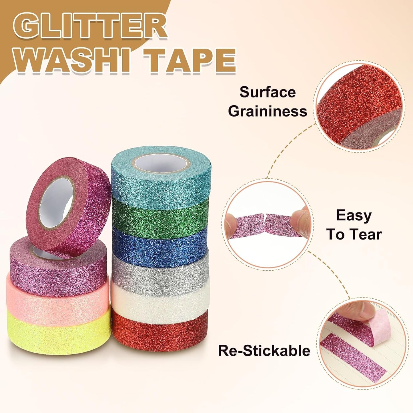 PATIKIL 2 Roll Glitter Paper Washi Tape, Washi Decorative Tape for Crafts, Navy