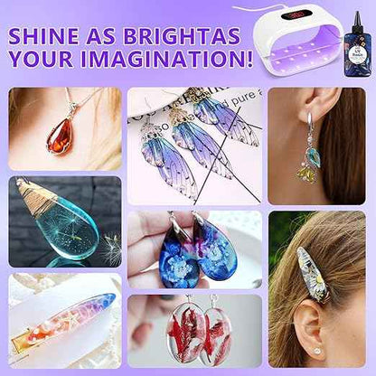 KISREL 500g UV Resin with Large Double-Sided Light, 24 Lamp Beads UV Resin Kit, Hard Type Crystal Clear Resin for Craft Jewelry Making