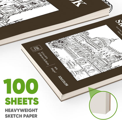 Soucolor 11" x 14" Large Sketchbook, 100 Sheets 68lb/100gsm Top Spiral Bound Large Sketch Pad, Acid Free Big Sketch Paper for Drawing, Illustration, Art Class Students - Crafty Corner