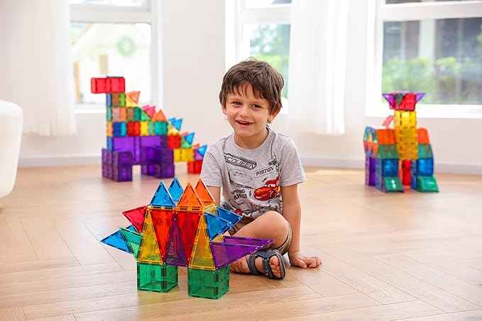 66PCS Premium Polygon Magnetic Tiles Set | STEM-Authenticated Magnetic Building Blocks | Educational Construction Toy for Kids Ages 3–8 (Boys & Girls)