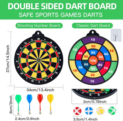 Magnetic Dart Board for Kids-12Magnetic Dart/Sticky Balls Or 2 Toy Gun+40 Foam Dart.Indoor/Outdoor Kids Games and Party Games,Christmas Birthday Gifts Toys for 3-12 Year Old Boys