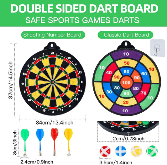 Magnetic Dart Board for Kids-12Magnetic Dart/Sticky Balls Or 2 Toy Gun+40 Foam Dart.Indoor/Outdoor Kids Games and Party Games,Christmas Birthday Gifts Toys for 3-12 Year Old Boys