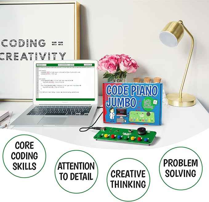 Code Piano Jumbo STEM Coding Toy for Kids 8-12+ and Teens. Learn Real C++ Coding Skills. Includes 20+ Online Projects in Typed Programming. Boys & Girls Create Songs & Sound Effects.