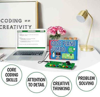 Code Piano Jumbo STEM Coding Toy for Kids 8-12+ and Teens. Learn Real C++ Coding Skills. Includes 20+ Online Projects in Typed Programming. Boys & Girls Create Songs & Sound Effects.