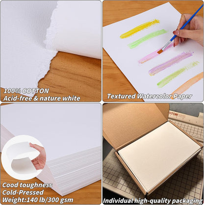 300 Sheets Cotton Watercolor Paper Bulk -140LB/300GSM Art Paper-9 x 12 inch Painting & Craft Paper, Finger Paints, Watercolor, Tempera, Drawing, Art Room & Home School Crafts