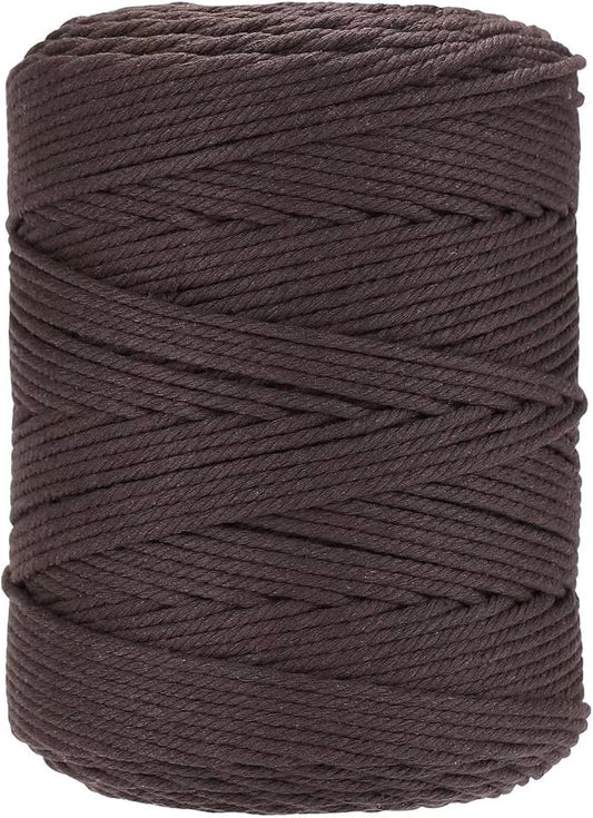 GOHOHOF Macrame Cord 4mm x 328yards Natural Macrame Cotton Rope Colored Macrame Rope Soft Cotton Cord Macrame Supplies Craft Rope Macrame Yarn for Plant Hanger Wall Hanger Dreamcatcher(Dark Brown)