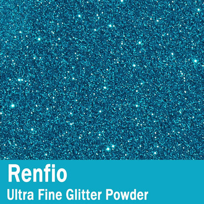Renfio Ultra Fine Glitter Powder Metallic Resin Glitter 2.11 Oz (60g) PET Flakes Crafts Sequins 1/128" 0.008" 0.2mm Epoxy Chips Flakes for Tumblers Slime Decoration - Enamel Blue