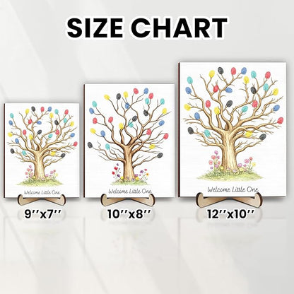 Personalized Fingerprint Art Tree Sign, Baby Shower Guest Books with Paint, Family Craft Keepsake Gift Ideas for Expecting Parents, Gender Reveal Party Decorations, Thumbprint Hanging Painting