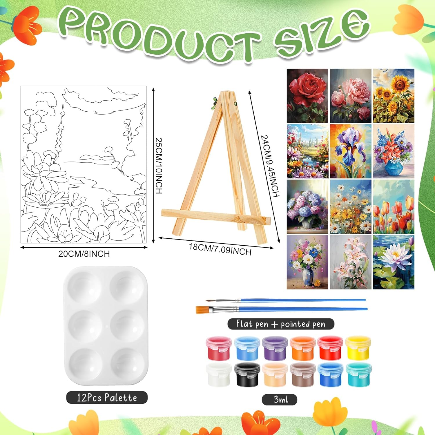 Zhanmai 12 Pack Pre Drawn Canvas for Painting Sip and Paint Kit 8" x 10" Paint Party Set Canvas Painting Pre Printed Canvases for Party Favor DIY Virtual Adult's Date Night(Plant) - Crafty Corner